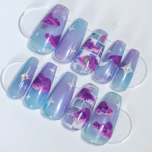 Digital Skies | Dusk | Press-on Nails