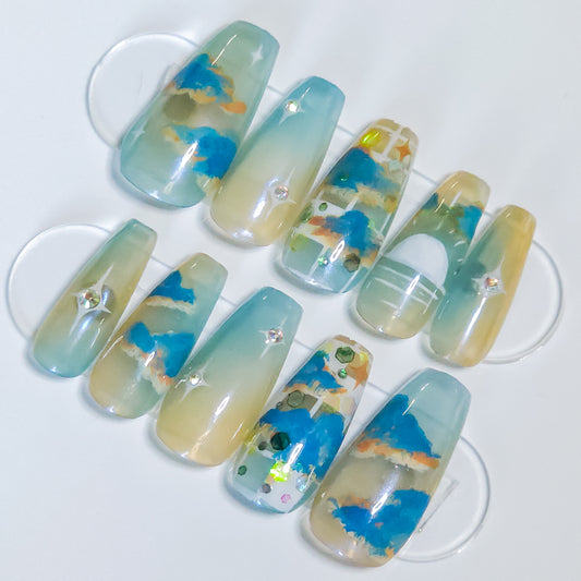 Digital Skies | Dawn | Press-on Nails