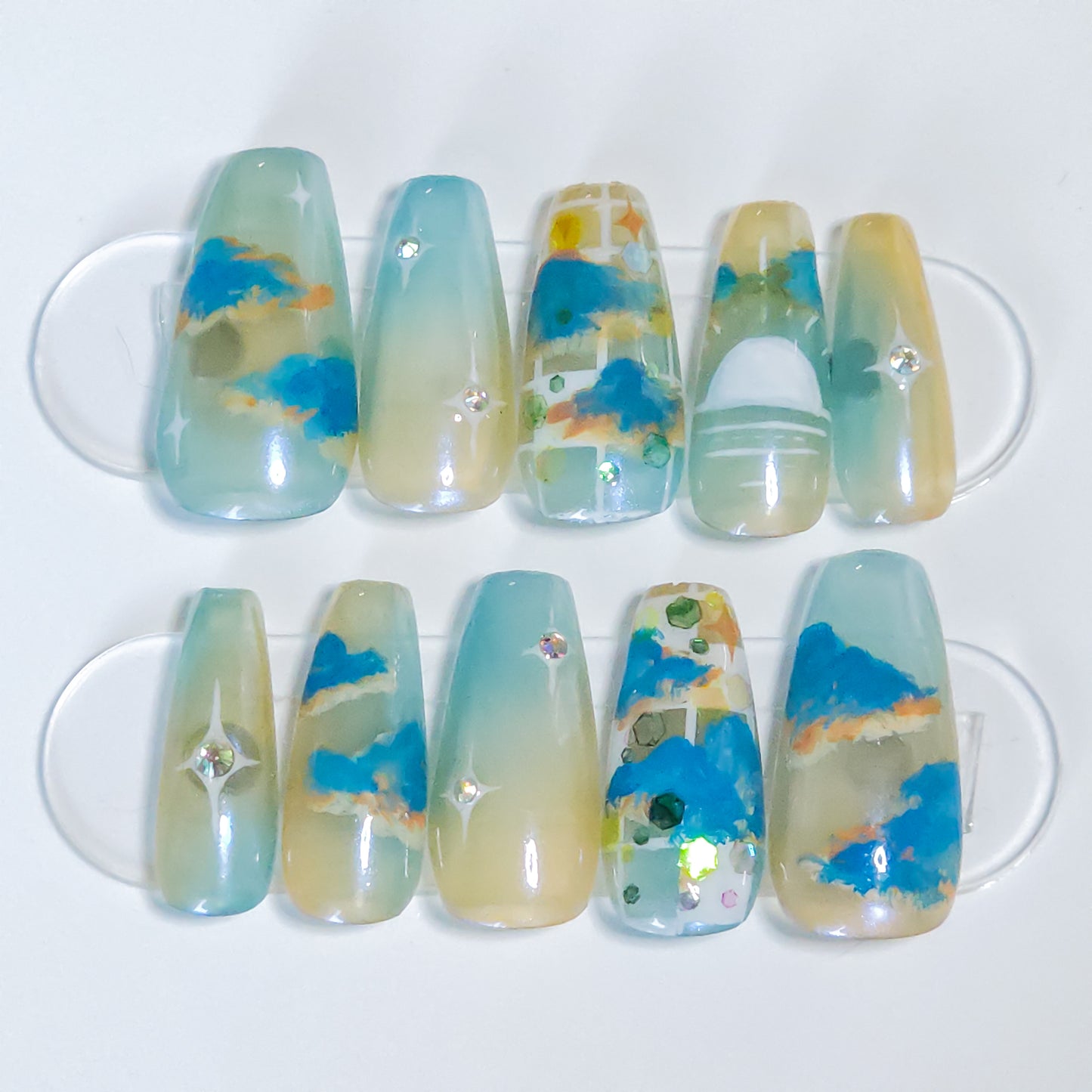 Digital Skies | Dawn | Press-on Nails