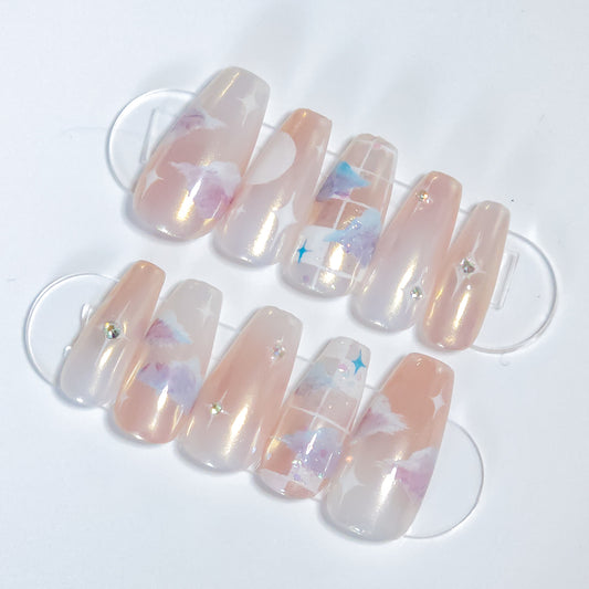 Digital Skies | Nude | Press-on Nails